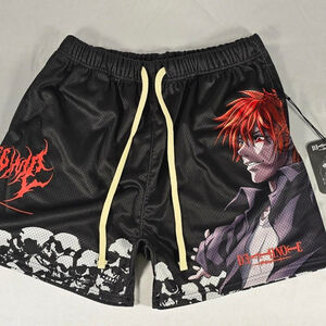 Civil Regime x Death Note Light Yagami Mesh Gym Shorts in Black - Large